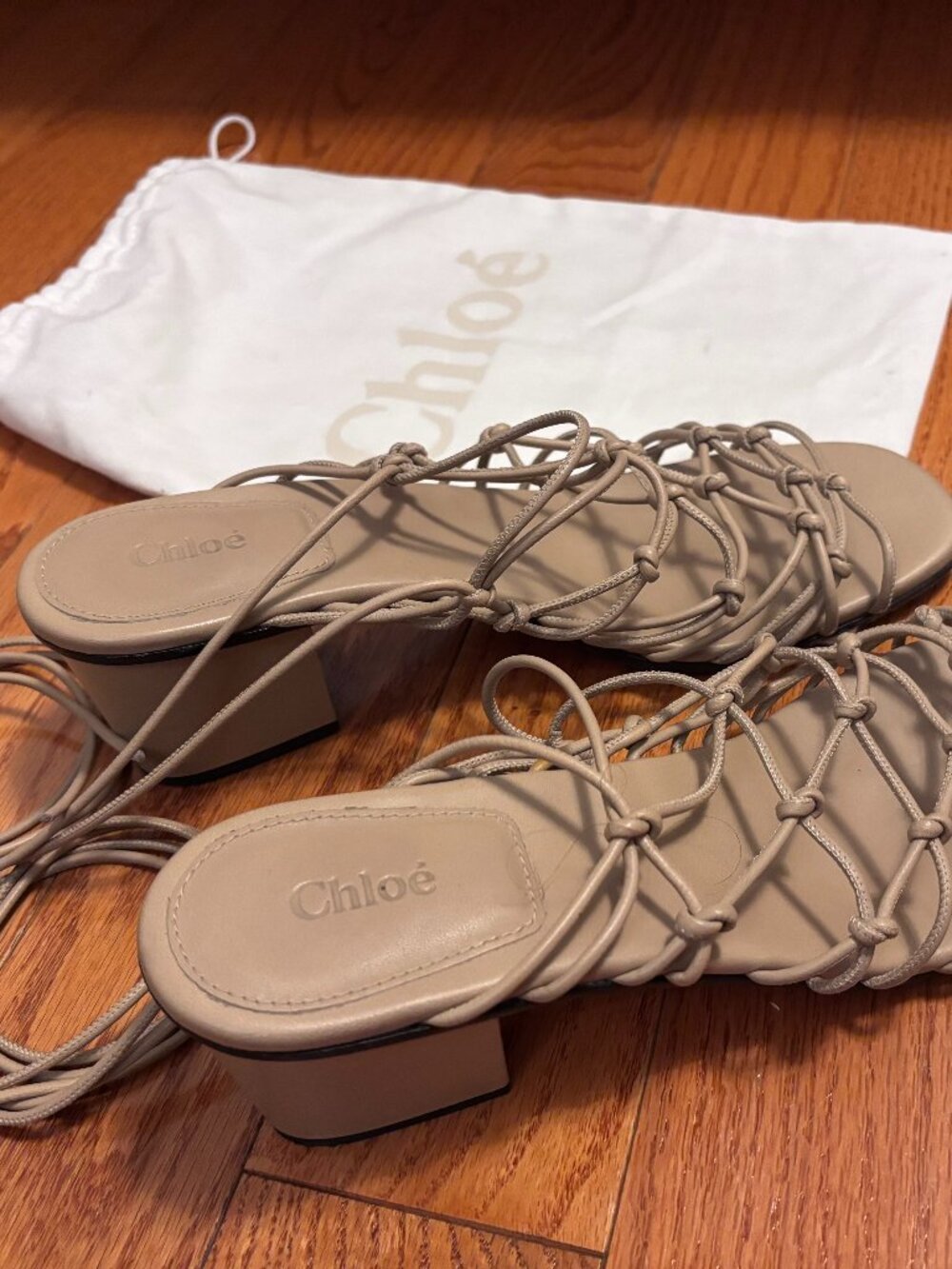 Chloe Beige Braided Heels (sz 41)